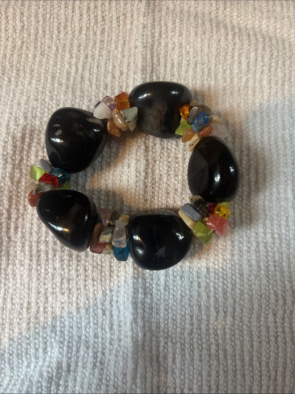 Hand made bracelet using stones I purchased in Quartzite AZ in the nineties